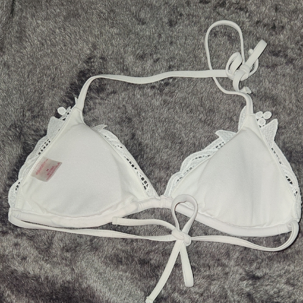 White Lace Triangle Bikini Top - Women's - Picture 6 of 8